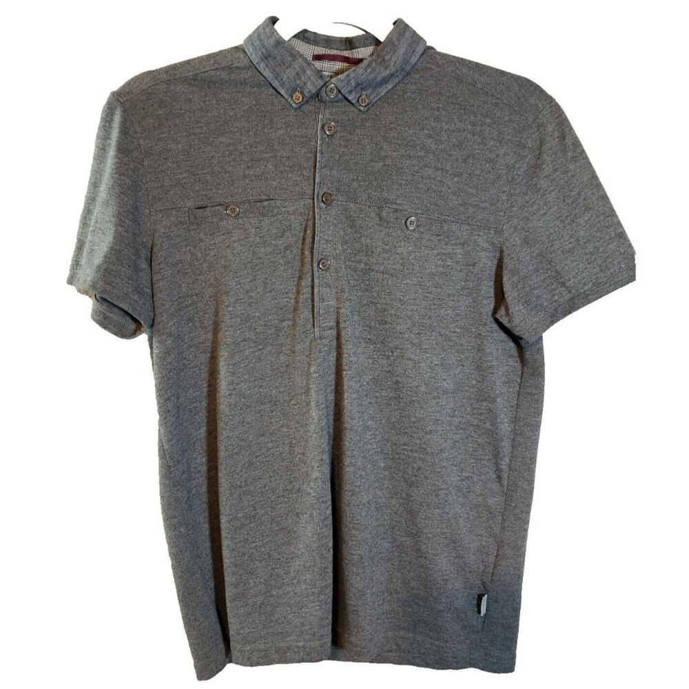 Ted Baker London Mens Casual Polo pullover gray shirt pockets size 2 (Small)